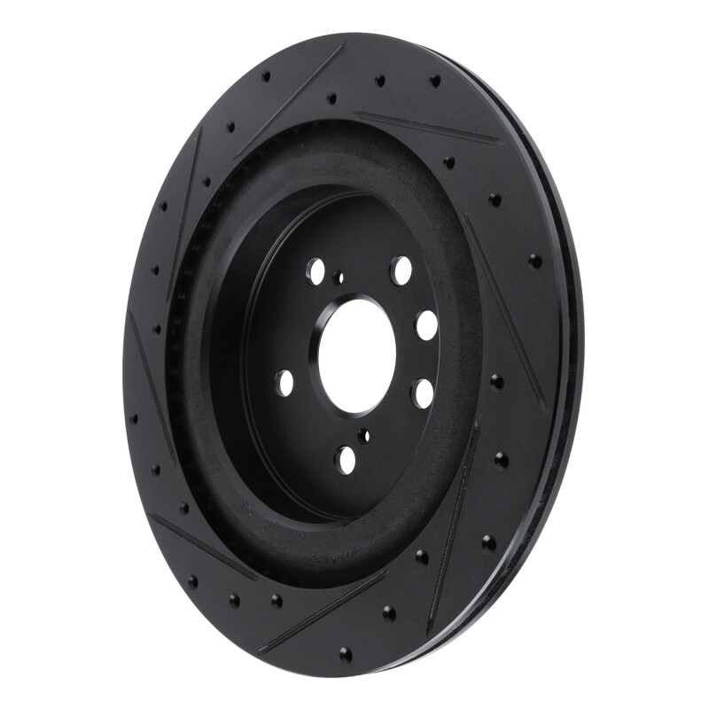 Lexus RX450h Brake Rotor (1) - Rear Right - R1 Concepts - Drilled & Slotted - Black - `20-`25